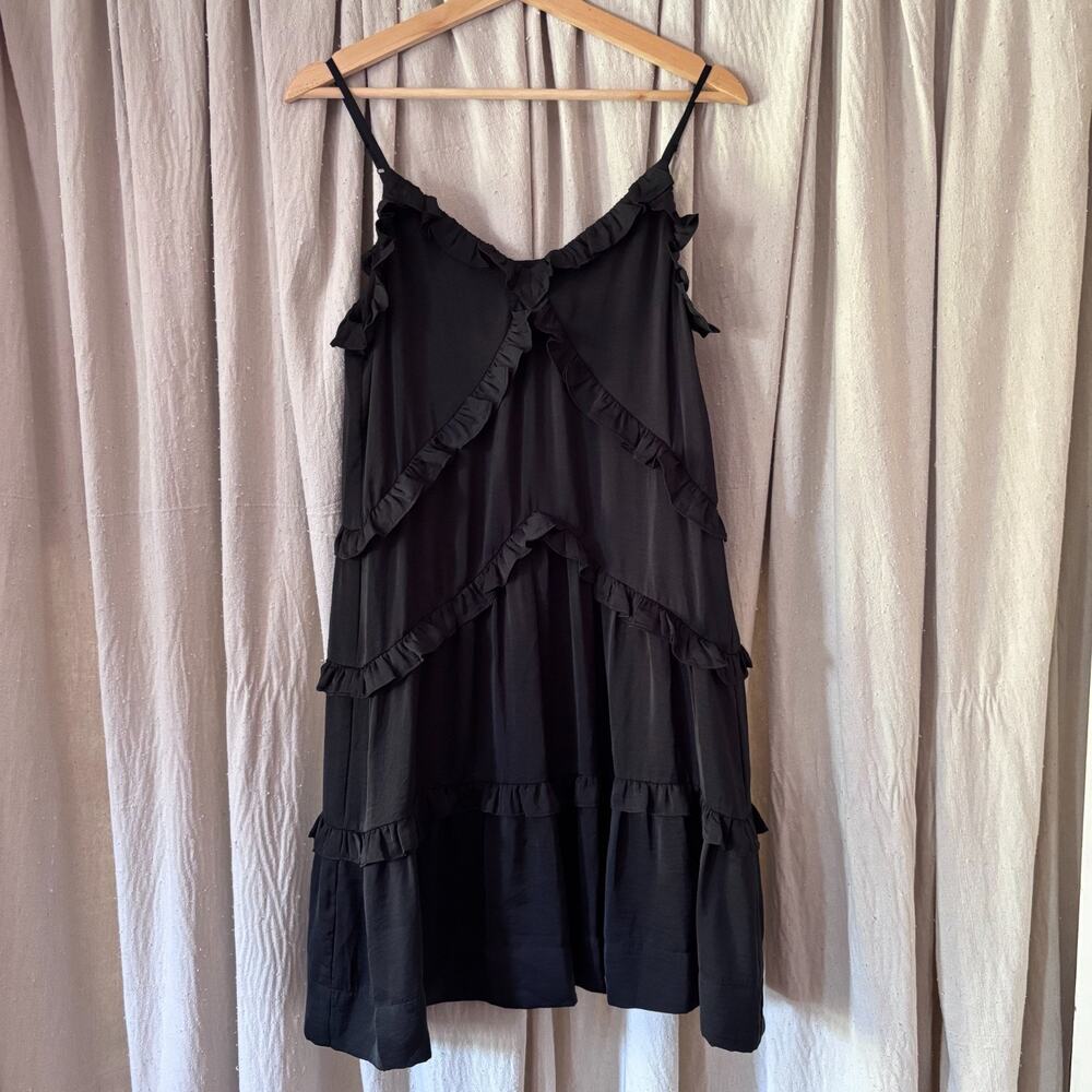 Rebecca Minkoff Black Ruffle Tiered Mini Dress XS LBD